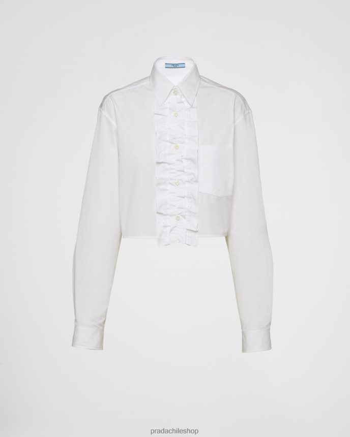 camisa de popelina mujer 6PH66B328 Prada vestir blanco