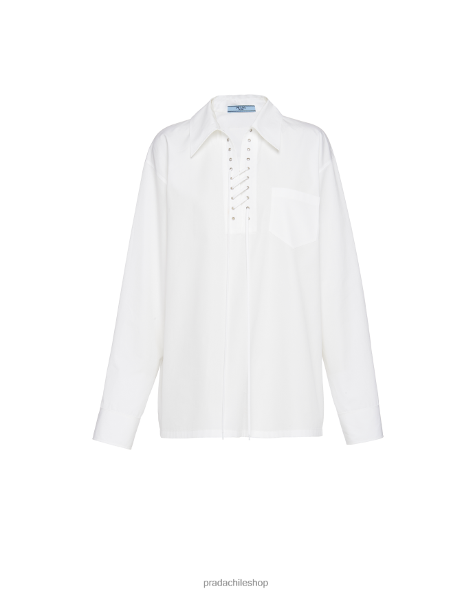 camisa de popelina mujer 6PH66B340 Prada vestir blanco