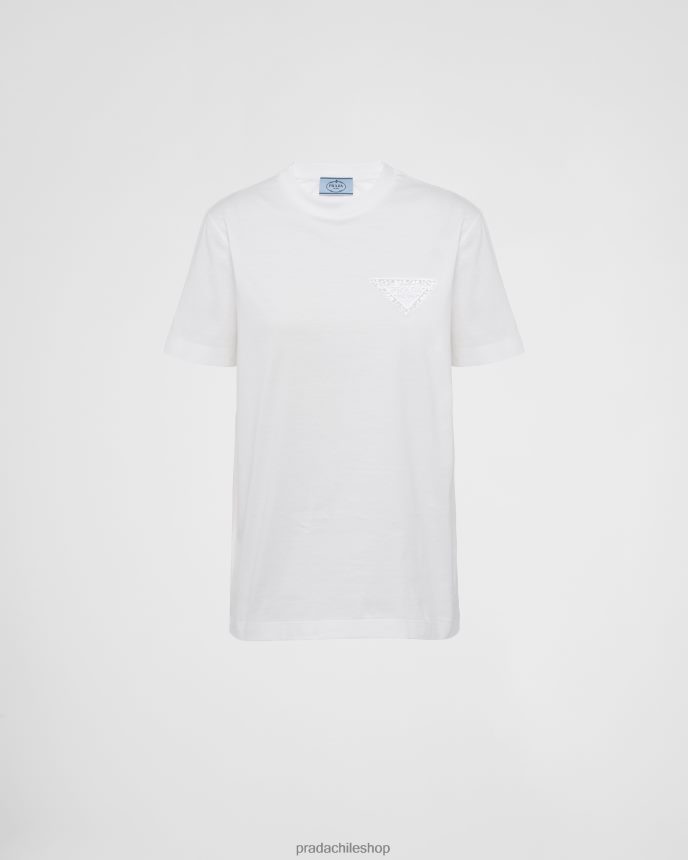 camiseta de punto bordada mujer 6PH66B91 Prada vestir blanco