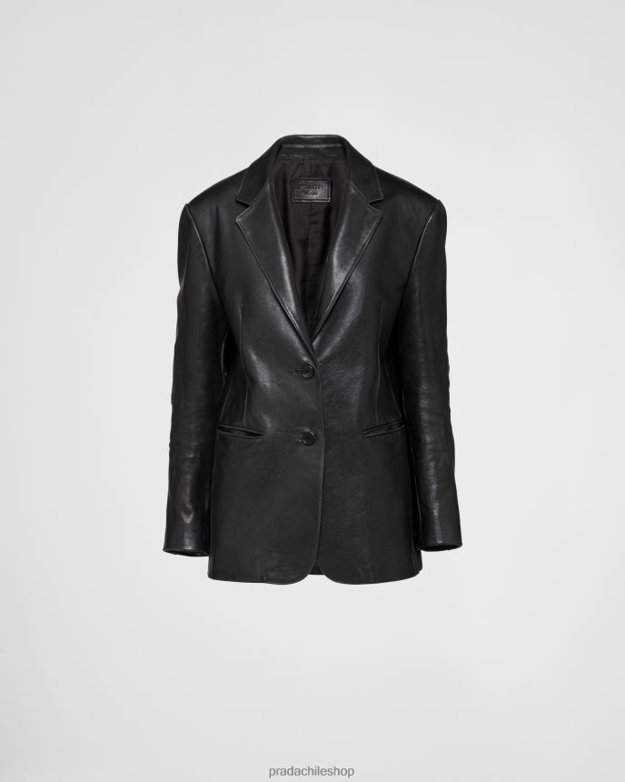 chaqueta de cuero mujer 6PH66B282 Prada vestir negro