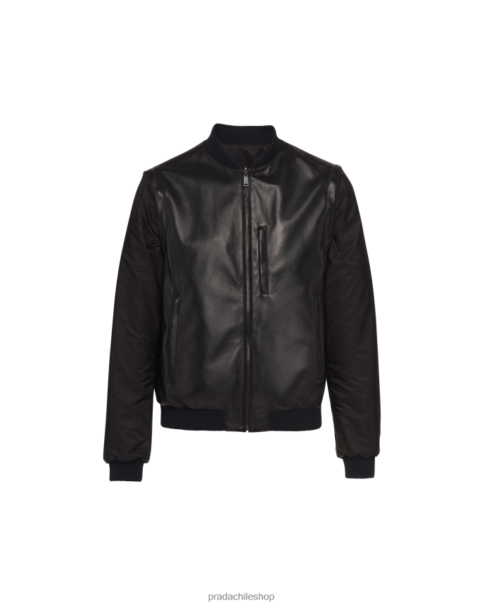 chaqueta de napa hombres 6PH66B1980 Prada vestir negro