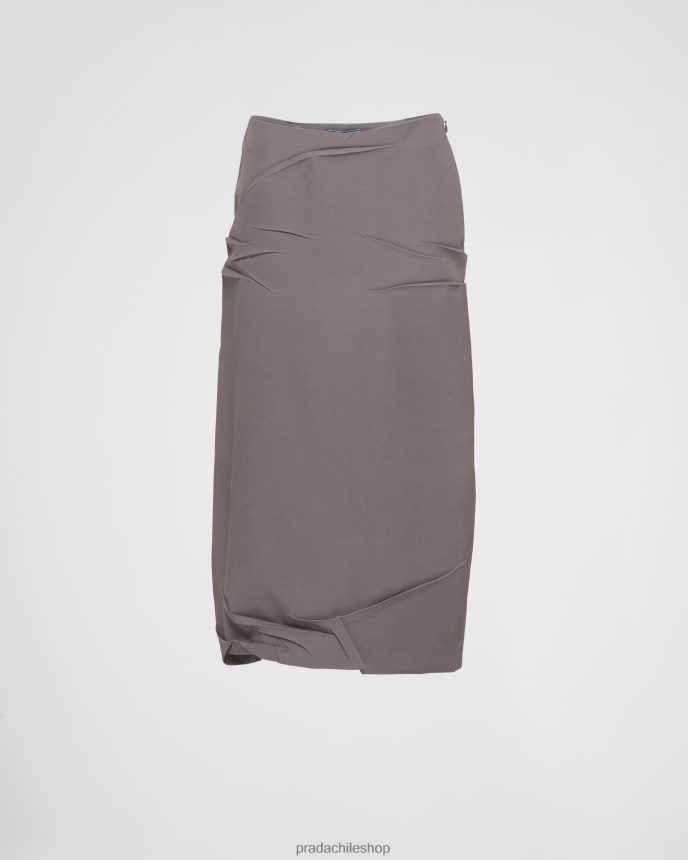 falda midi de gabardina mujer 6PH66B194 Prada vestir gris acero