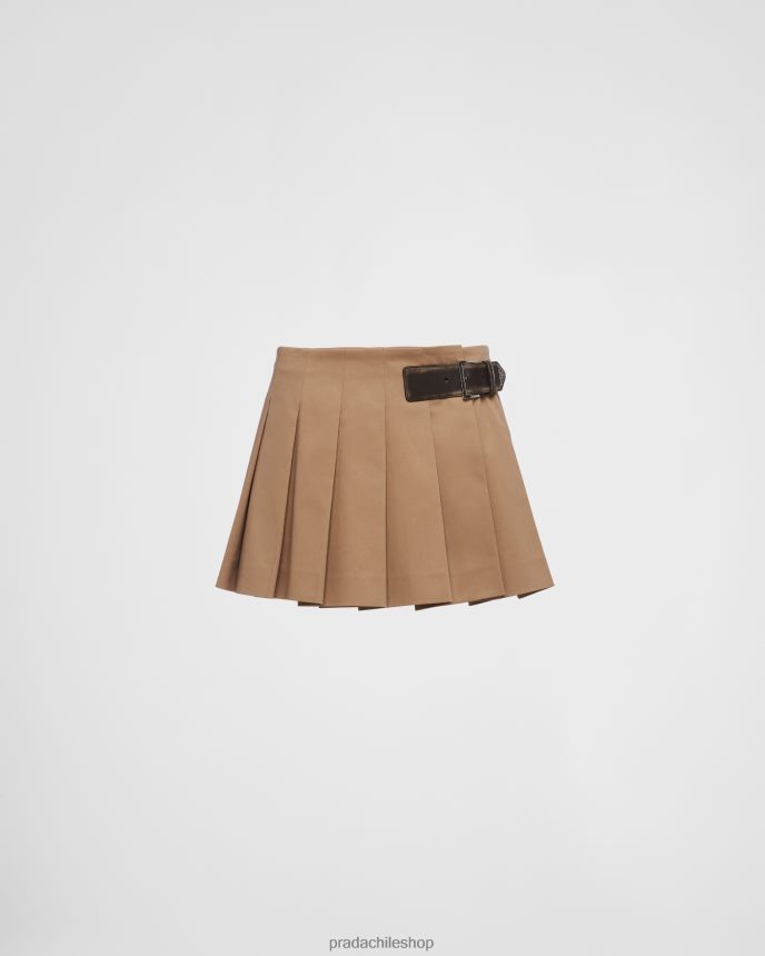 minifalda de gabardina mujer 6PH66B28 Prada vestir caqui