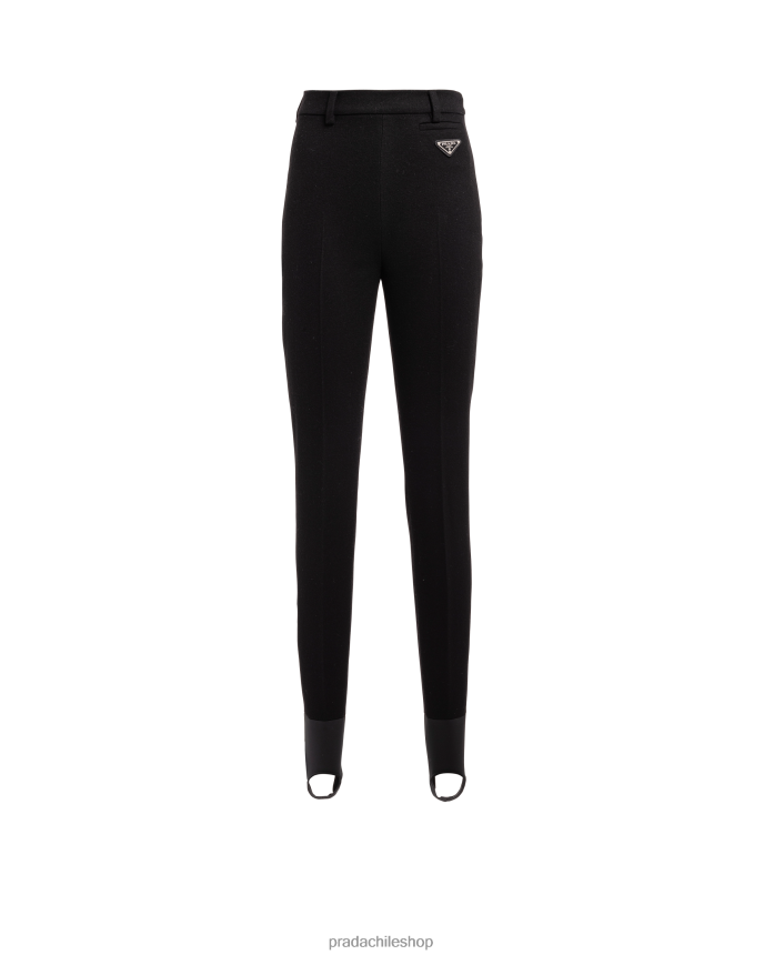 pantalones de franela elástica mujer 6PH66B385 Prada vestir negro