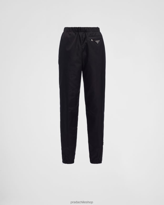 pantalones de gabardina de renylon mujer 6PH66B289 Prada vestir negro