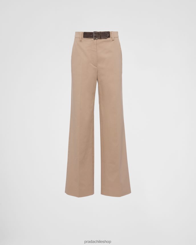 pantalones de gabardina mujer 6PH66B30 Prada vestir caqui