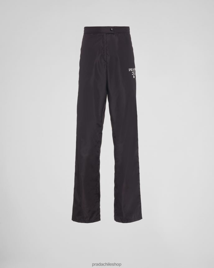 pantalones ligeros de renylon mujer 6PH66B272 Prada vestir blanco negro