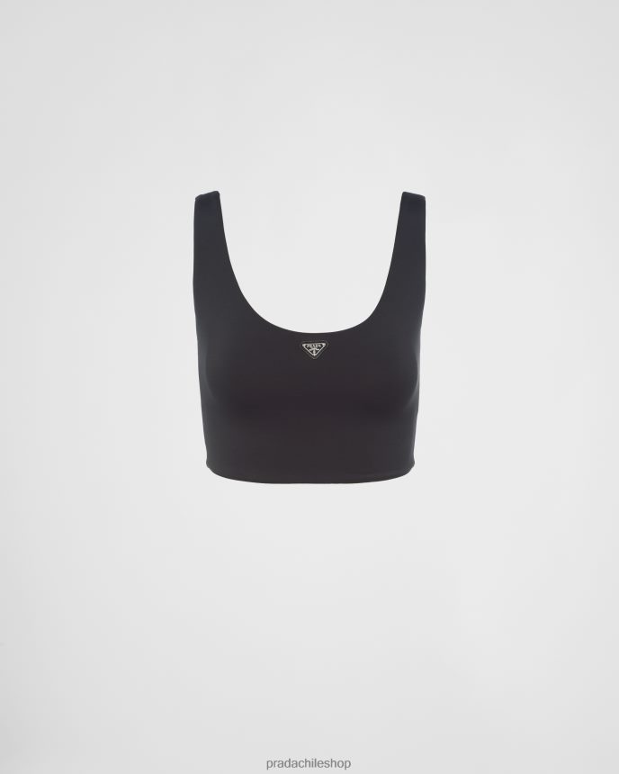 top de punto elástico mujer 6PH66B71 Prada vestir negro