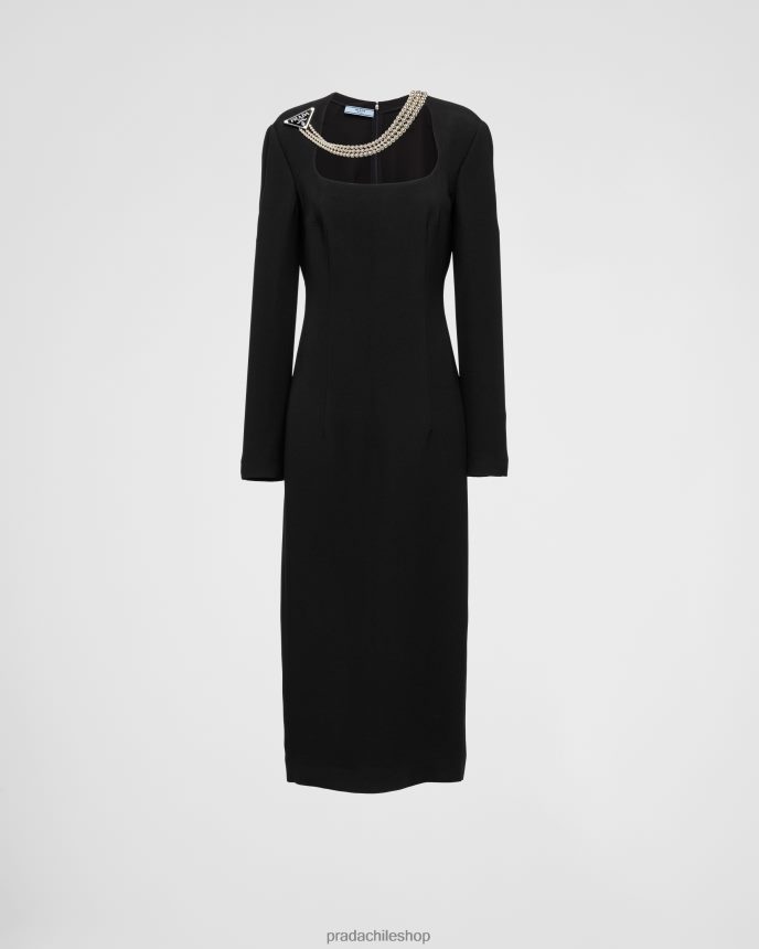 vestido cady con collar mujer 6PH66B459 Prada vestir negro