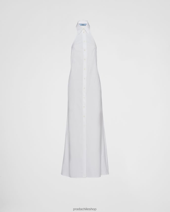 vestido camisero largo de popelina mujer 6PH66B88 Prada vestir blanco