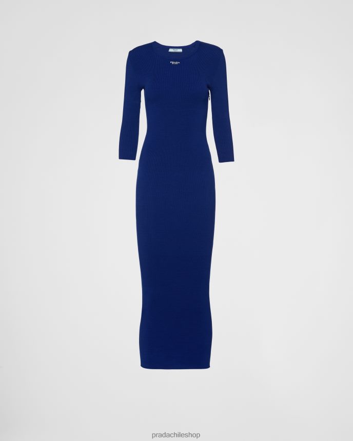 vestido de algodón mujer 6PH66B112 Prada vestir azul tinta