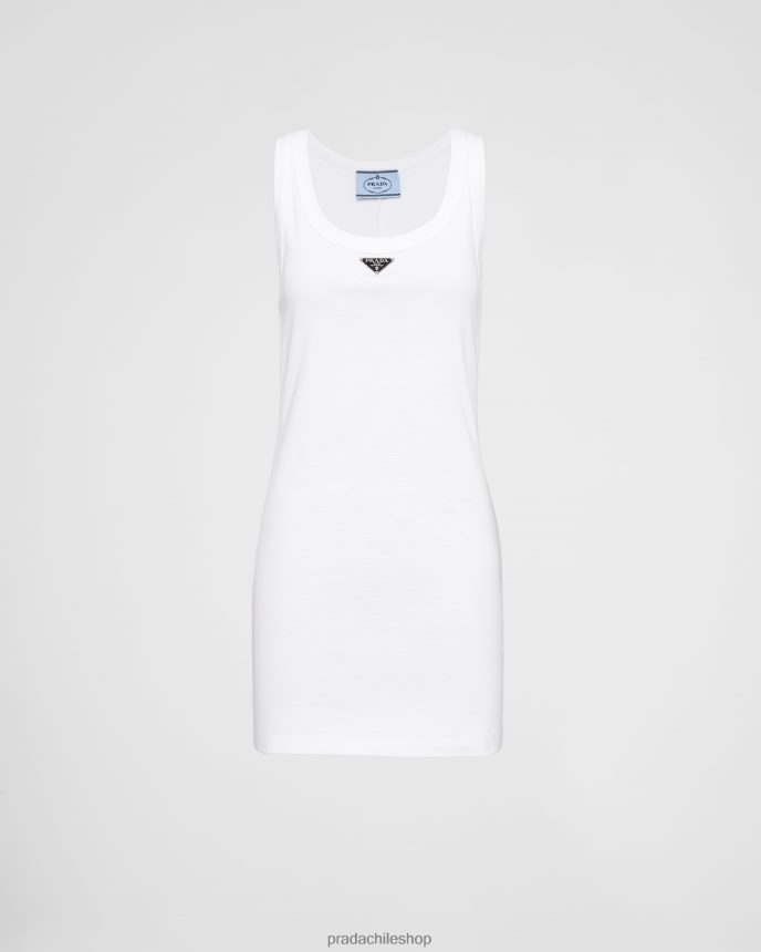 vestido de punto de canalé mujer 6PH66B37 Prada vestir blanco