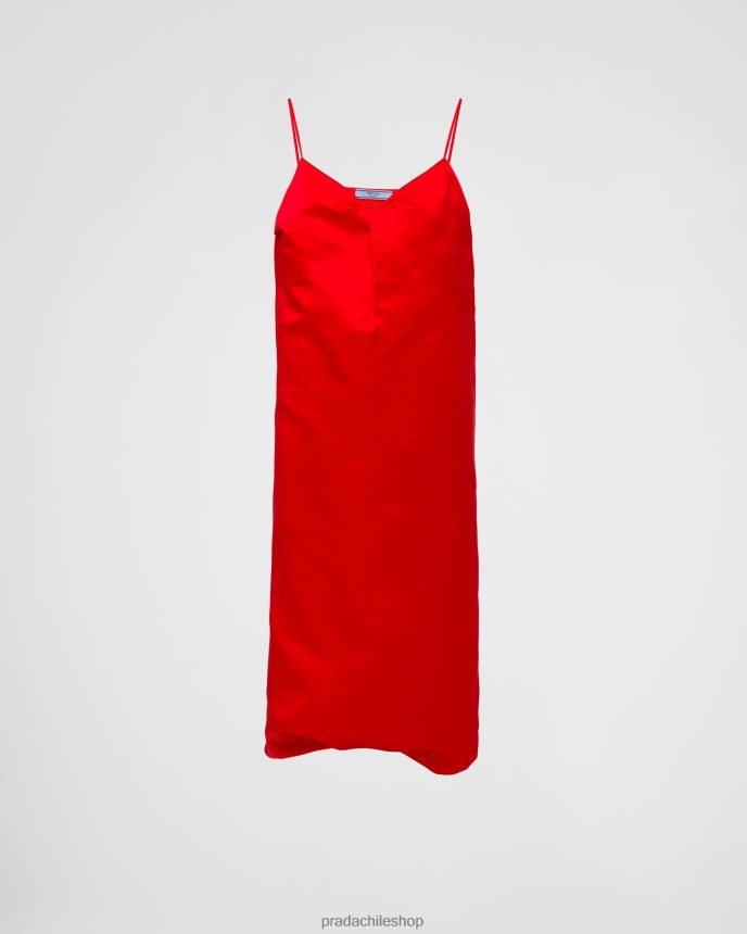 vestido de raso y ponge mujer 6PH66B213 Prada vestir rojo