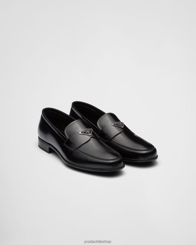 mocasines de piel cepillada hombres 6PH66B2310 Prada zapatos negro