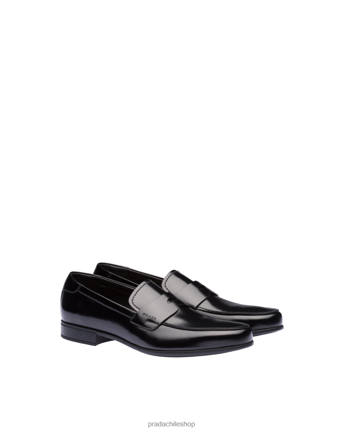 mocasines de piel cepillada hombres 6PH66B2313 Prada zapatos negro