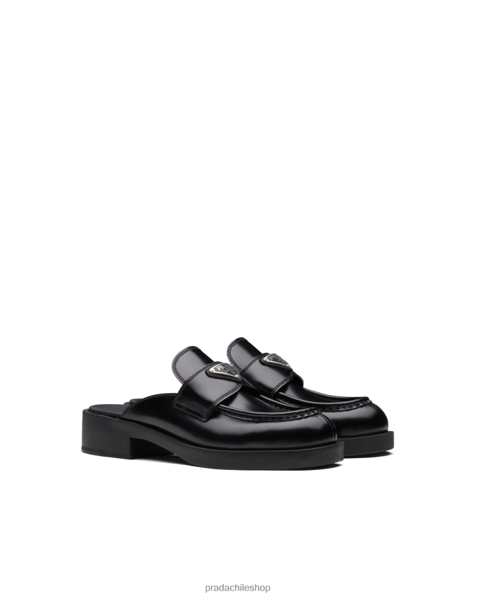 mules de piel cepillada mujer 6PH66B1034 Prada zapatos negro