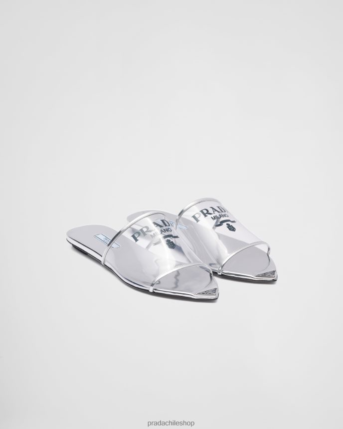 chanclas con logo estampado mujer 6PH66B999 Prada zapatos plata