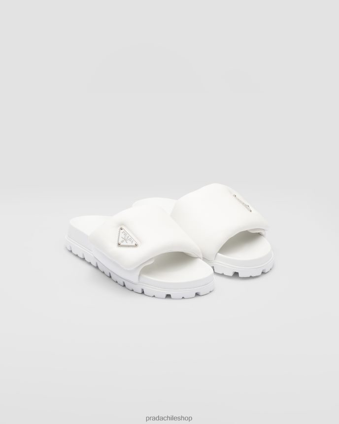 chanclas de napa acolchada suave mujer 6PH66B951 Prada zapatos blanco