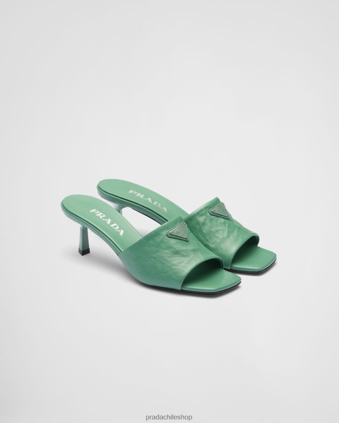 sandalias de napa envejecidas mujer 6PH66B992 Prada zapatos verde salvia