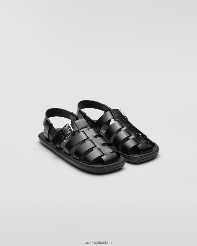 sandalias de piel cepillada hombres 6PH66B2121 Prada zapatos negro