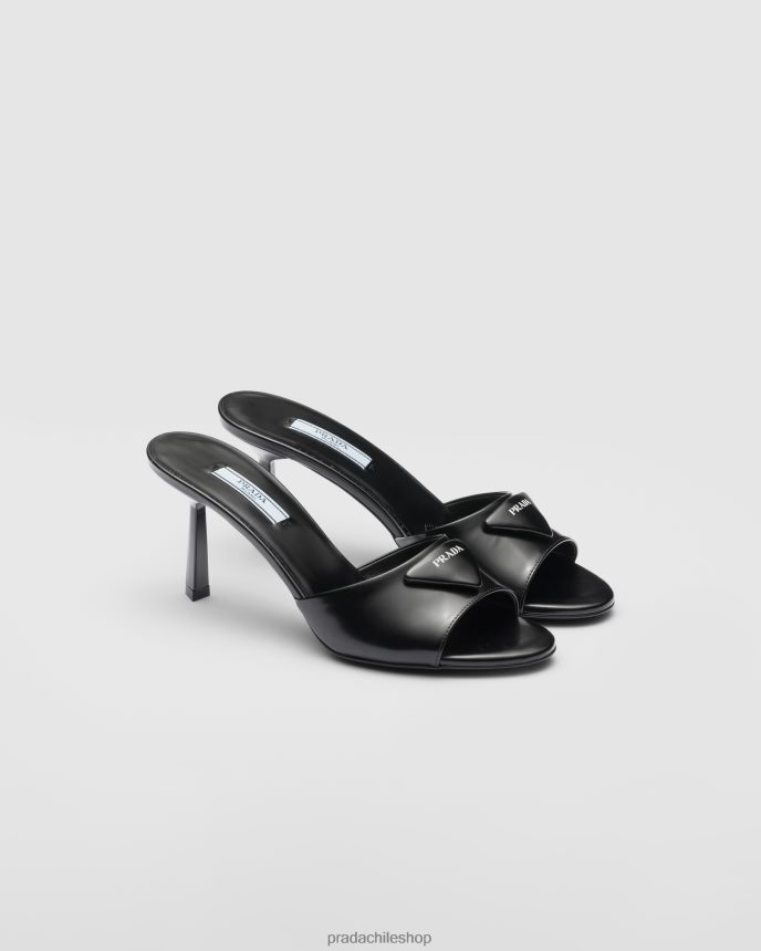 sandalias de piel cepillada mujer 6PH66B988 Prada zapatos negro