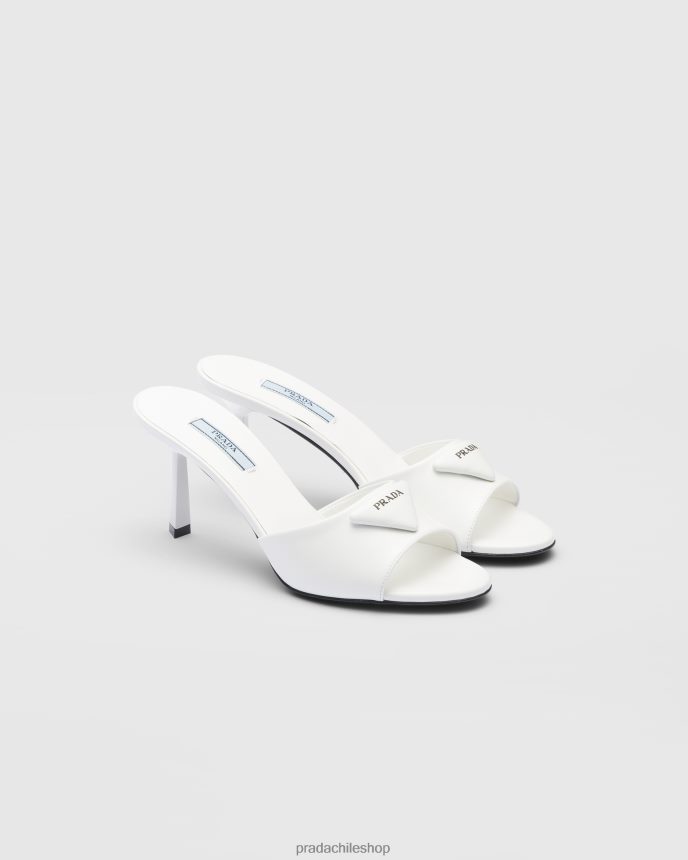 sandalias de piel cepillada mujer 6PH66B989 Prada zapatos blanco