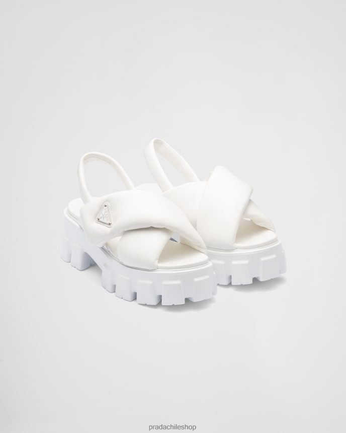 sandalias monolith acolchadas de napa mujer 6PH66B1028 Prada zapatos blanco